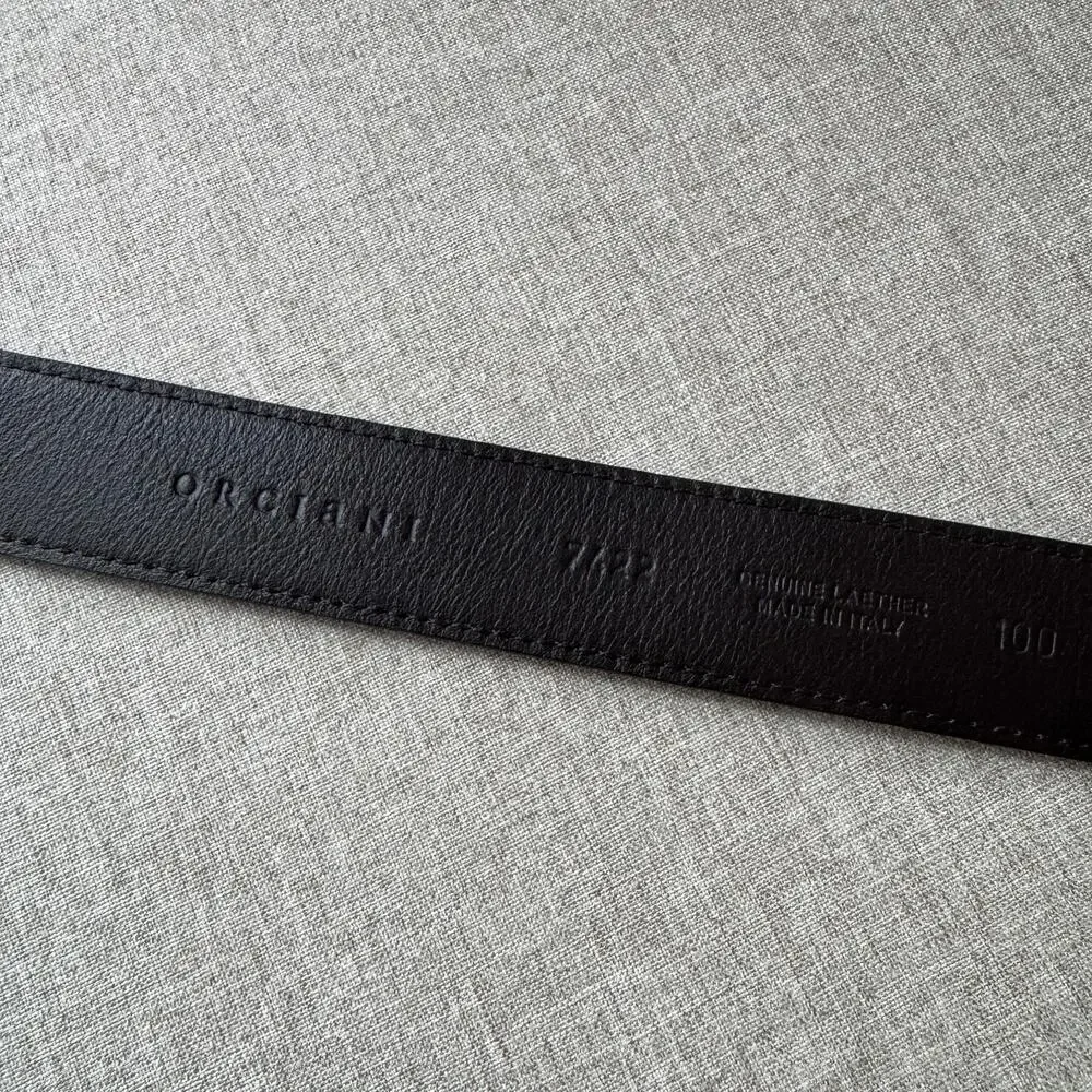 Orciani Bali Genuine Calfskin Leather Dark Brown Silver Buckle Belt 100 NEW 36